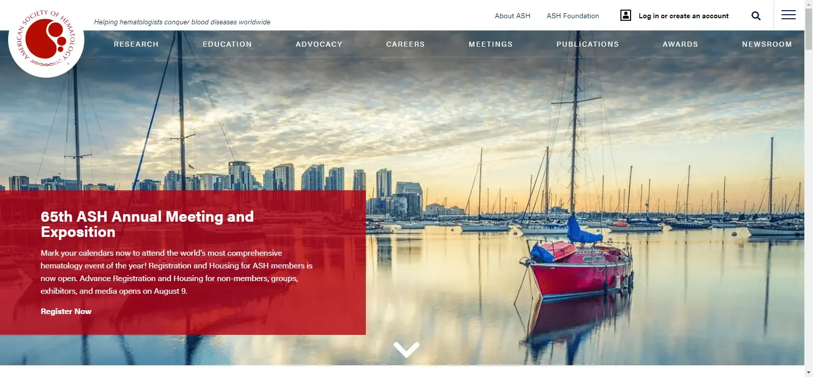 American Society of Hematology website screenshot